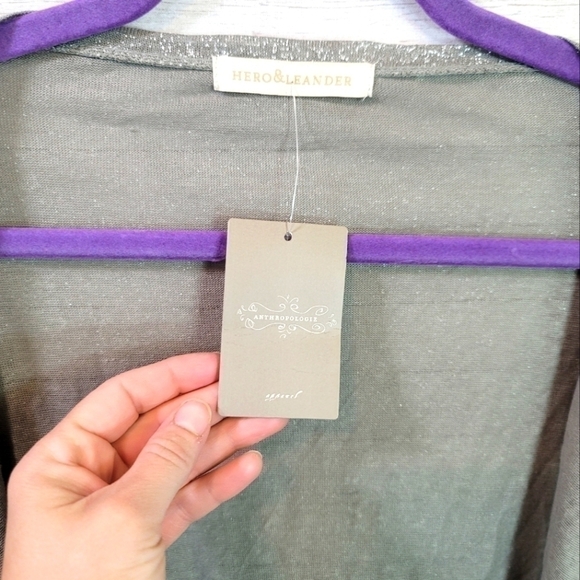 HERO & LEANDER 100% LINEN MOSS SPARKLE LIGHTWEIGHT CARDIGAN, SZ LARGE - Picture 5 of 15